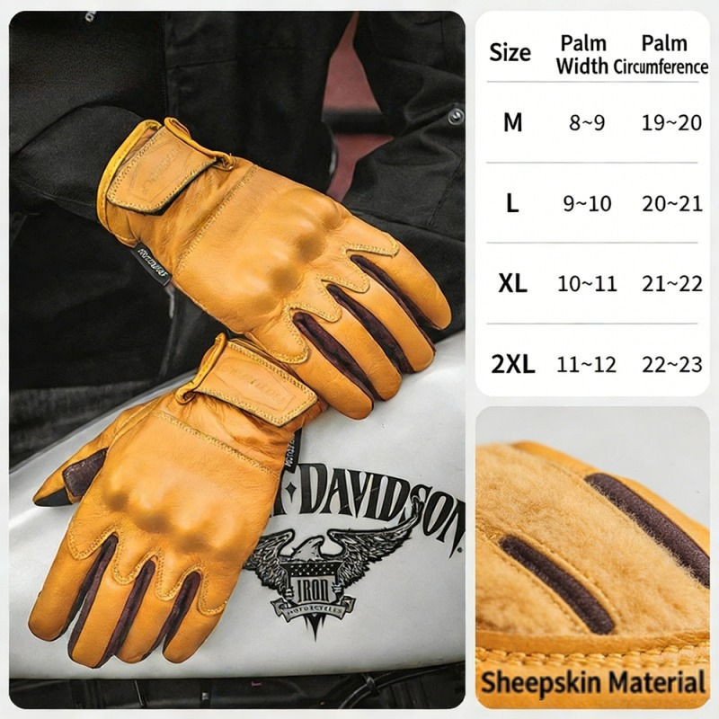 Men's Genuine Leather Retro Motorcycle Gloves - G33