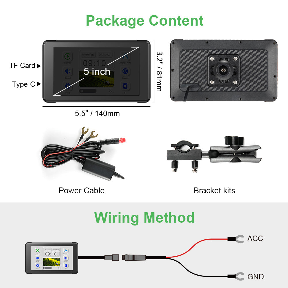 New Carplay Moto 5-inch IPS screen motorcycle navigation system - P07