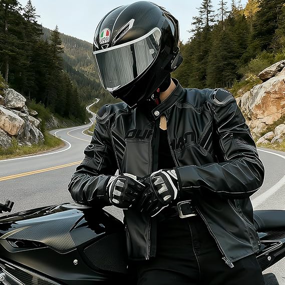 Men's Leather Motorcycle Jacket, 3-in-1 - J31