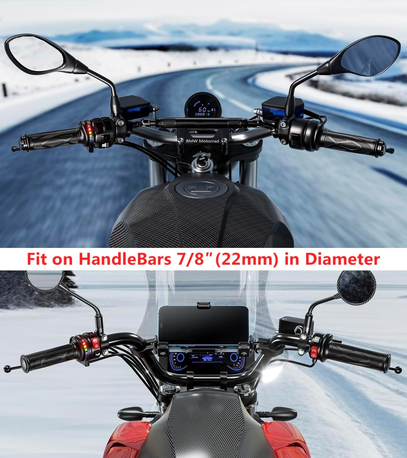 Motorcycle heated handle, intelligent five-speed temperature adjustment