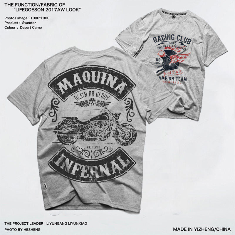 Heavyweight Retro Biker-Style Short-Sleeve T-Shirt - T01