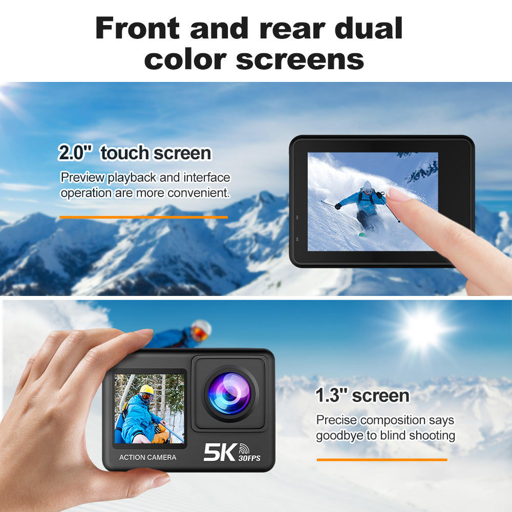 2.0 Inch Touch Screen Wi-Fi 170° Wide Angle 30M Waterproof Video Recording Action Camera-A01