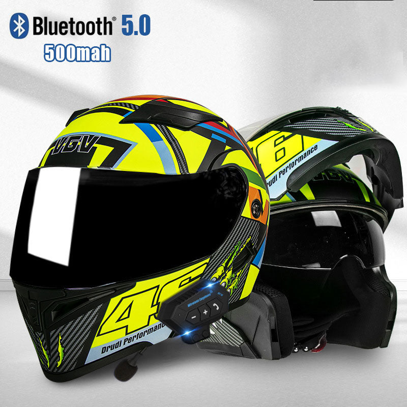 Dual Visor Flip Up Motorbike Graphic Helmet-I97