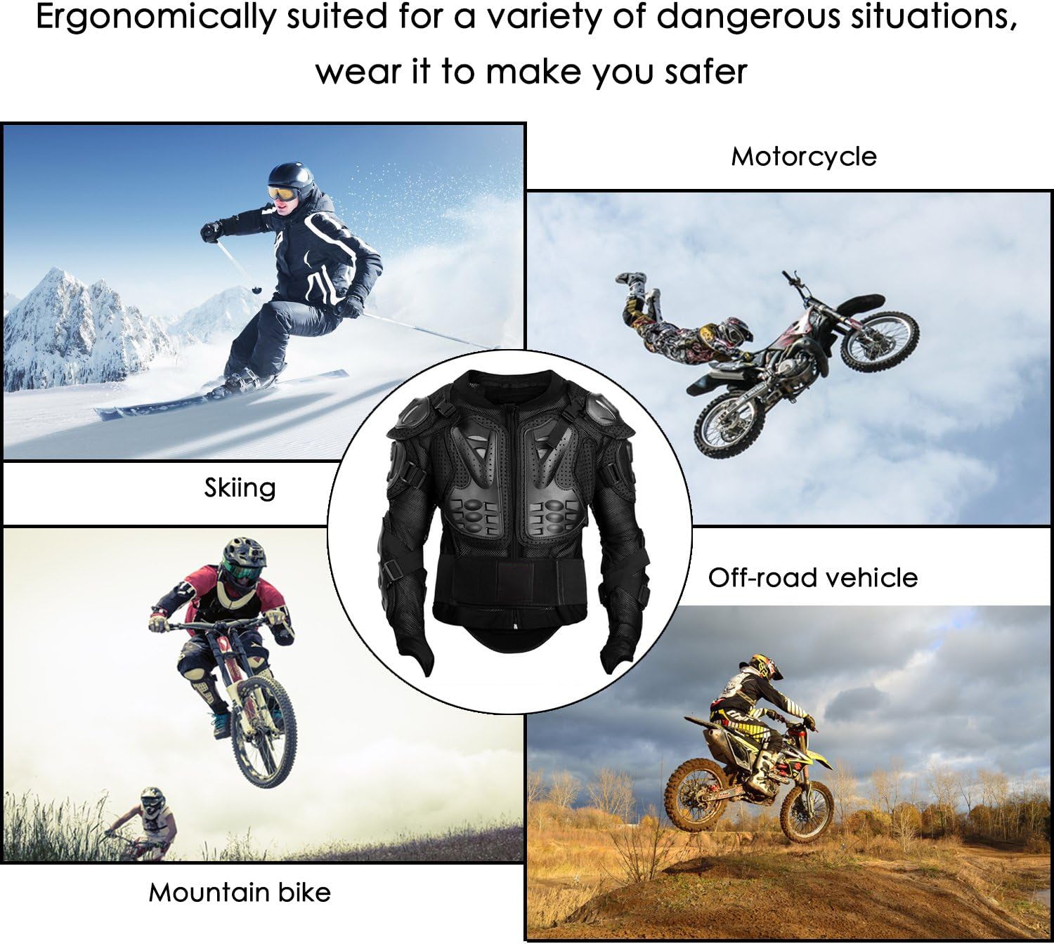 Motorcycle protective armor with neck guard-J06