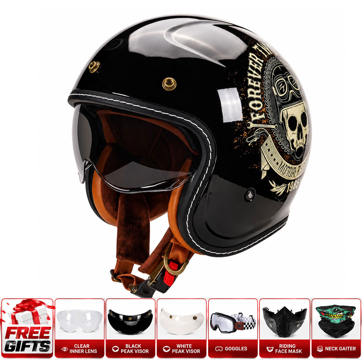 Retro-style graffiti cruiser motorcycle helmet-I303
