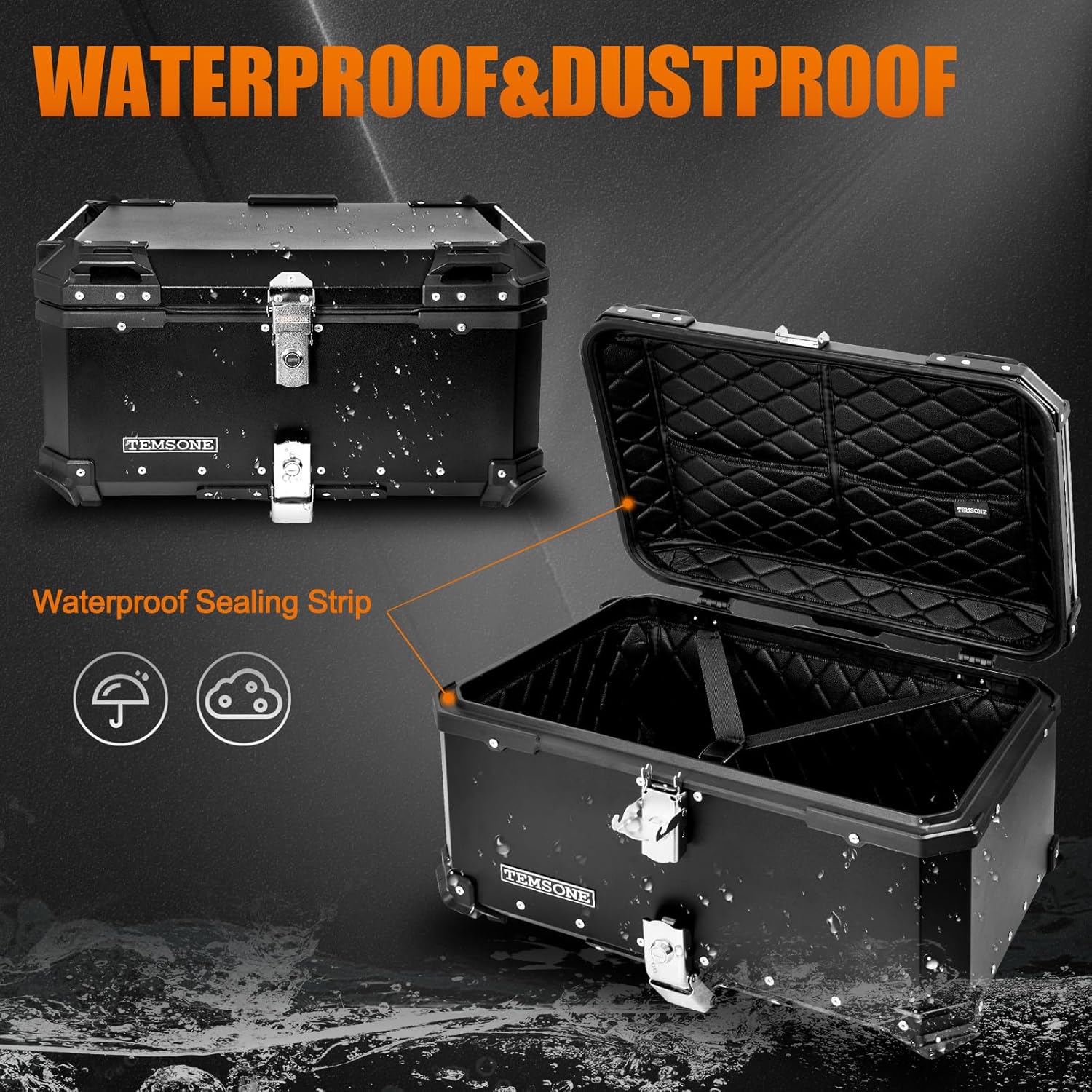 45L/60L Universal Motorcycle Trunk Travel Tail Box Non-Aluminum Alloy-L03