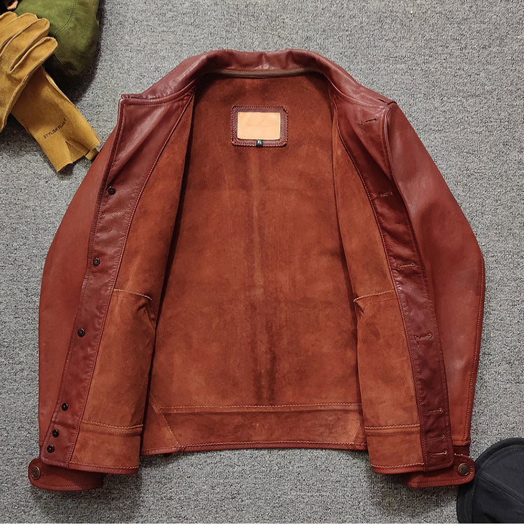 Einstein same style leather jacket genuine leather-A22