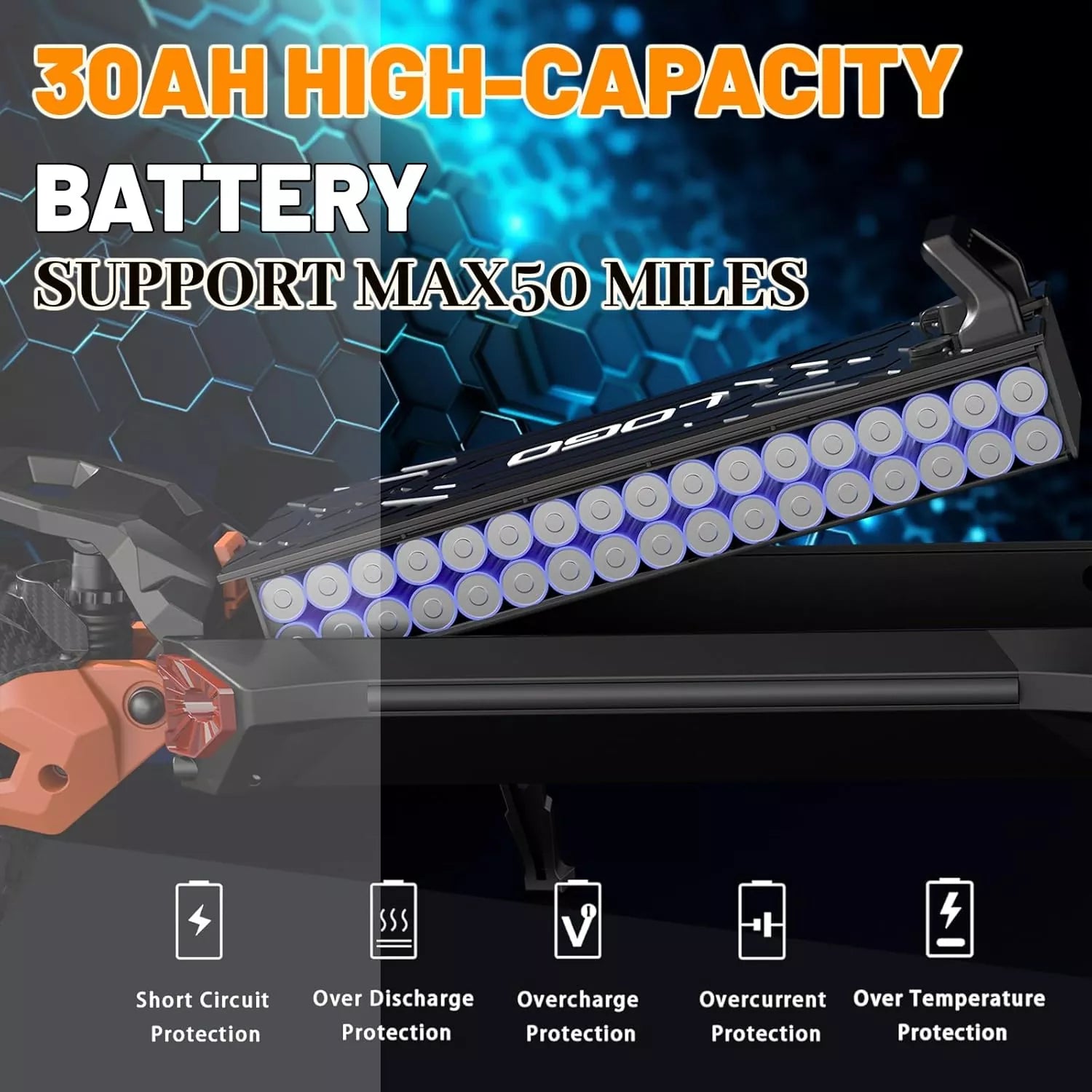 3600W Folding Electric Scooter, 50 Mile Range, 50 MPH - H9