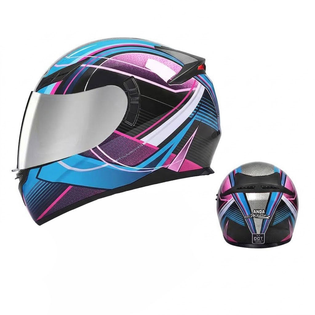 Retro full-face motorcycle helmet with goggles-I91