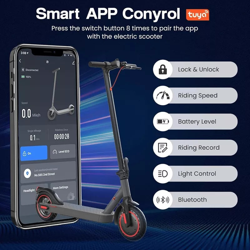 19 MPH 8.5" Solid Tires 350W Motor E Scooter for Adults and Teens Smart App