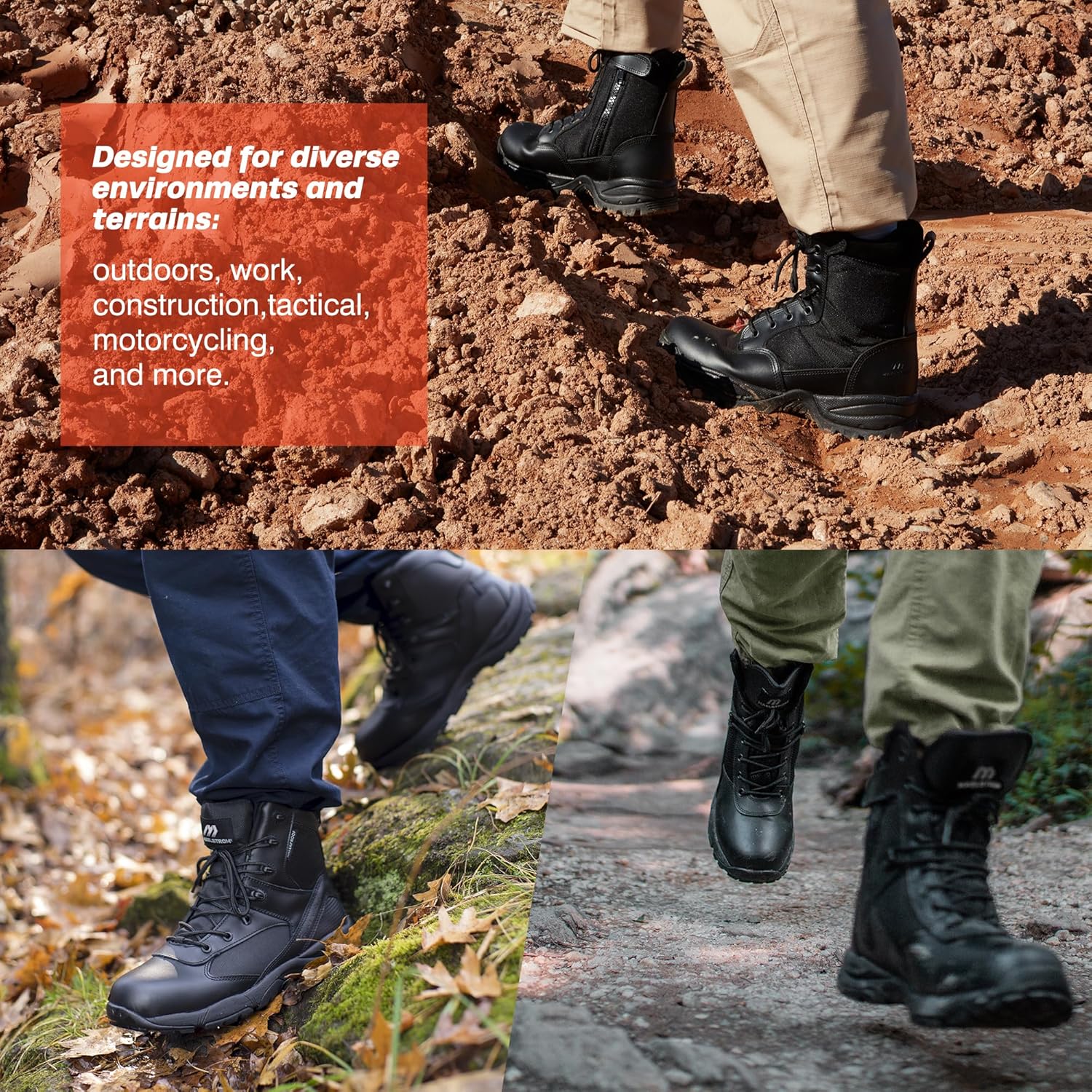 Military Tactical Work Boots for Hiking, Motorcycle, EMS, EMT and Outdoor Combat - K01