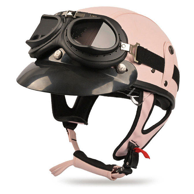 Retro cruiser motorcycle helmet with concealed inner visor-I31
