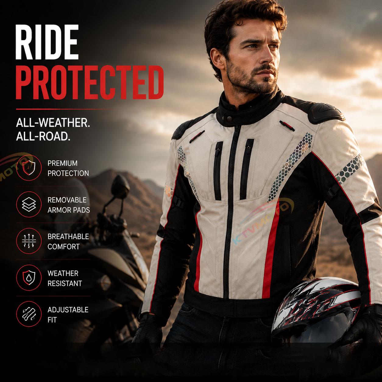 Two-piece breathable motorcycle riding suit-J89