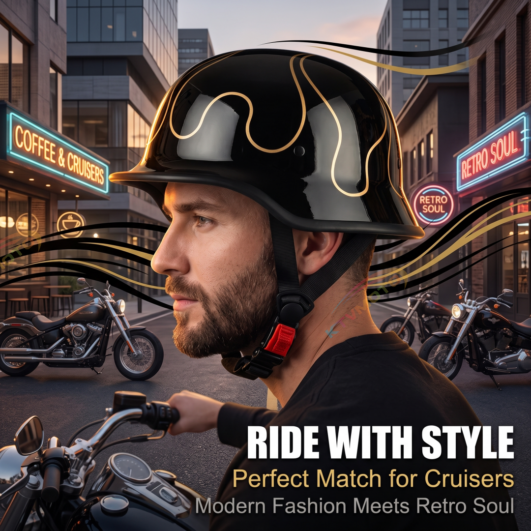 Retro Harley Cruiser Motorcycle Half Helmet-I142