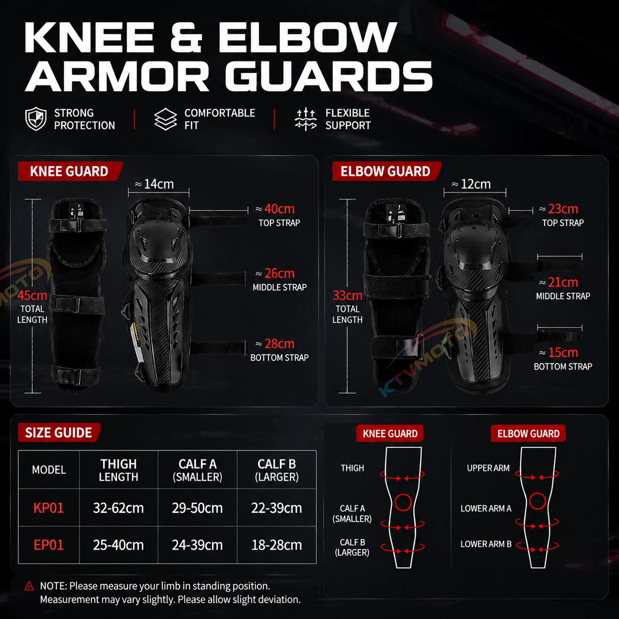 4-Piece Motorcycle Protective Gear Set-Y48