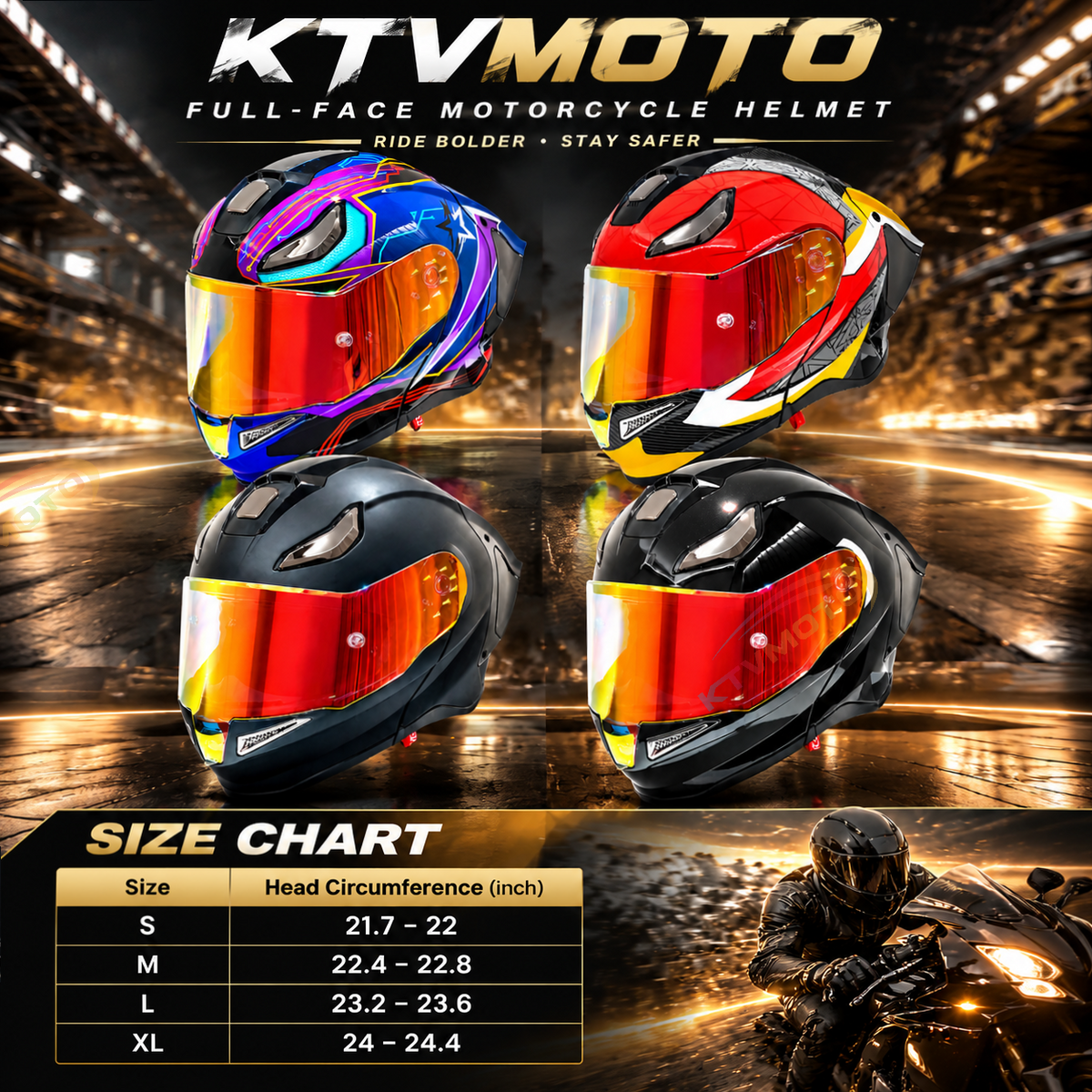 Modular Motorcycle Helmet for Cruising and Track Riding-I309