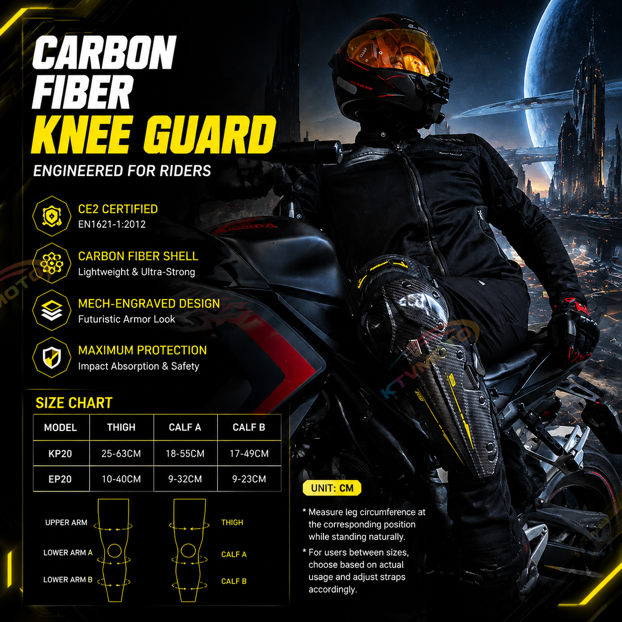 Motorcycle Carbon Fiber Protectors (CE Level 2)-Y42