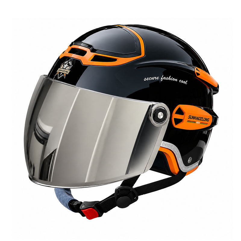 KTVMOTO Open Face Motorcycle Helmet with Dual Visor for Adults-I263