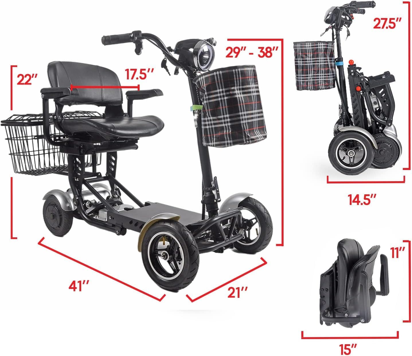 500W Foldable Four-Wheel Electric Scooter - T2