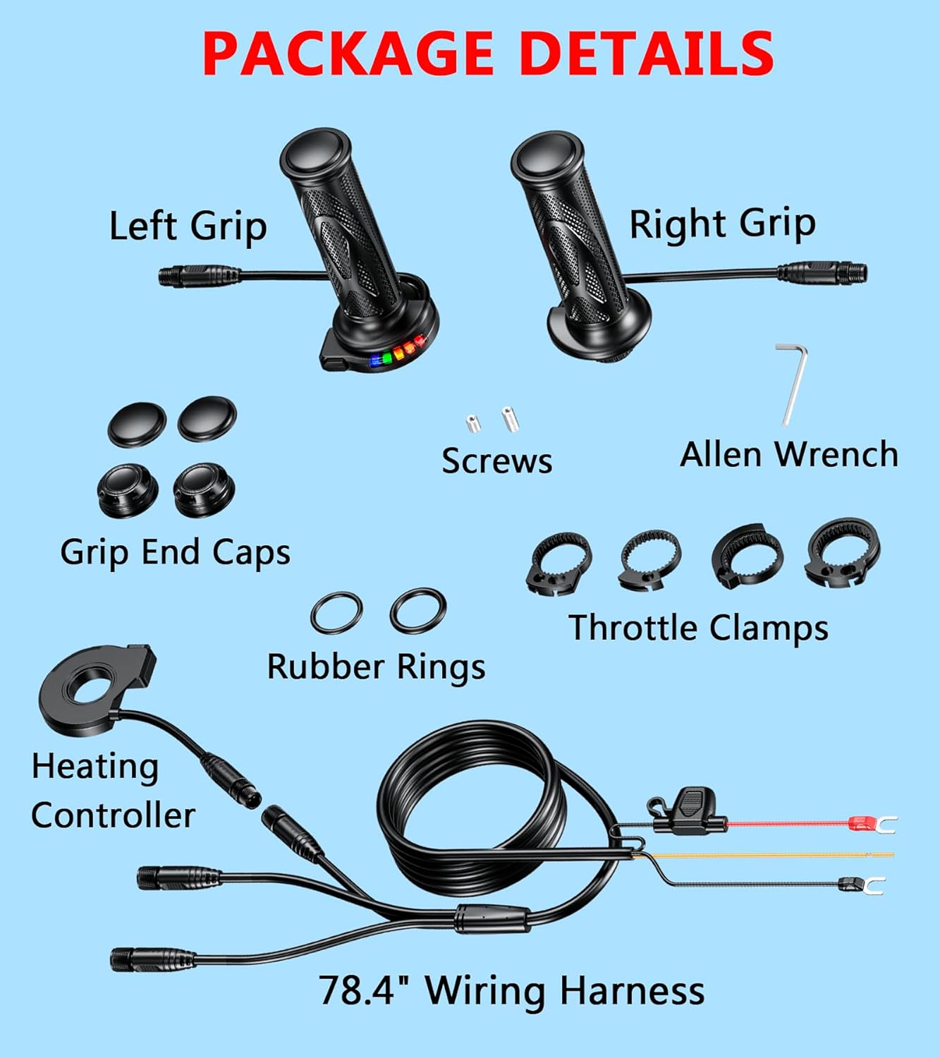 Motorcycle heated handle, intelligent five-speed temperature adjustment