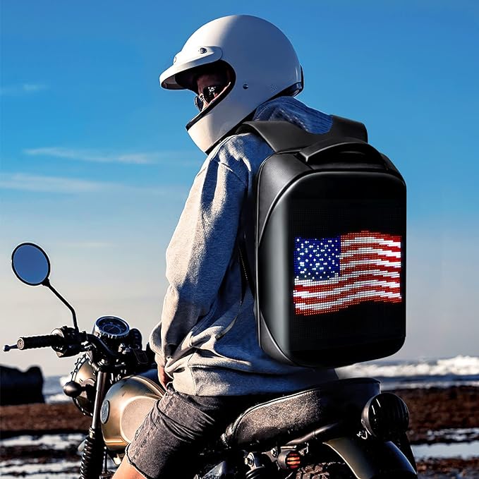 Luminous display LED screen cycling helmet bag-W14