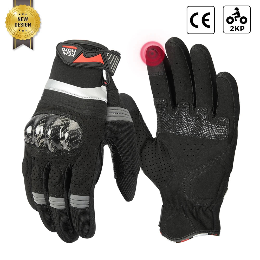Breathable Carbon Fiber Leather Touchscreen Motocross Gloves - G07