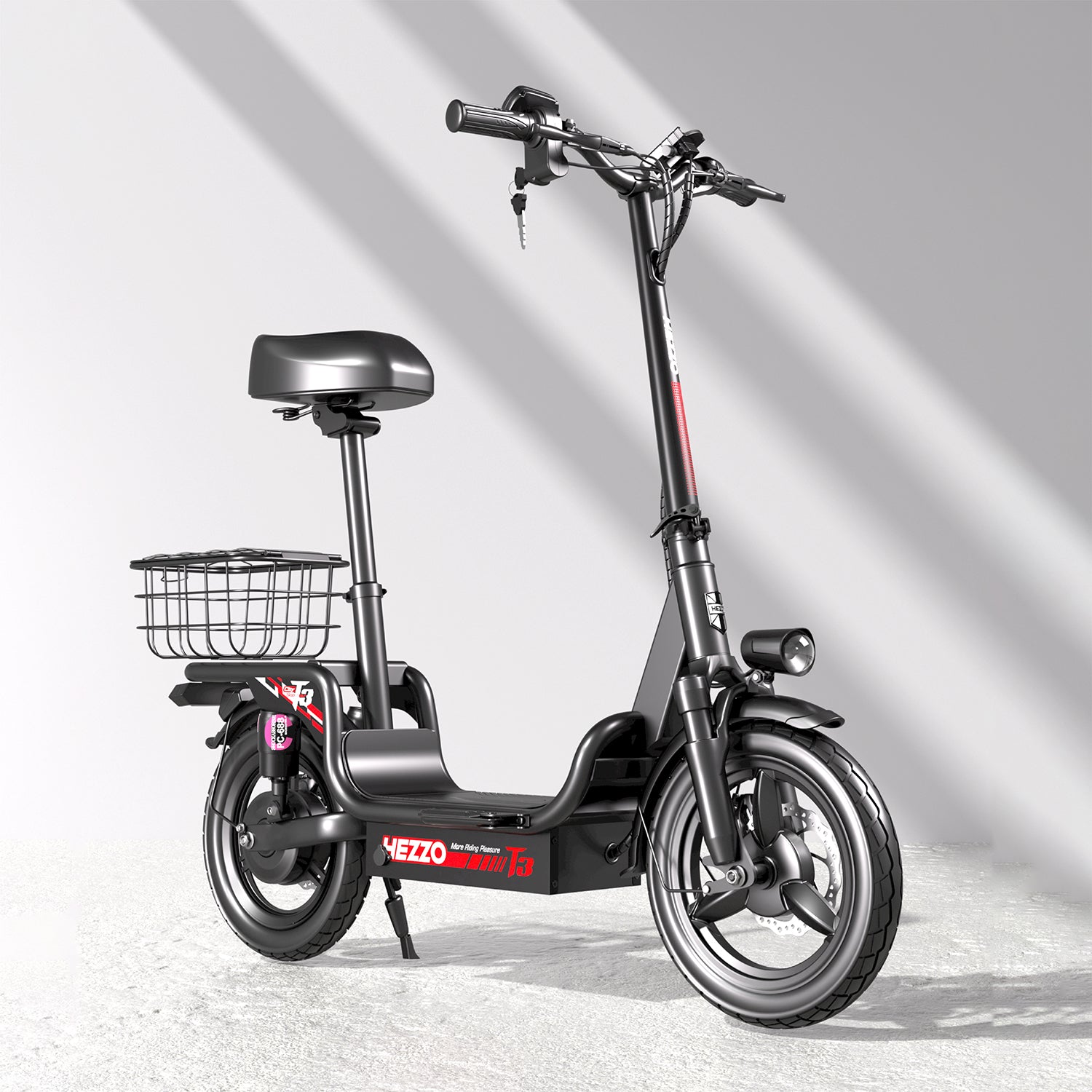 48V 15Ah Electric Scooter with Seat and Basket - T3