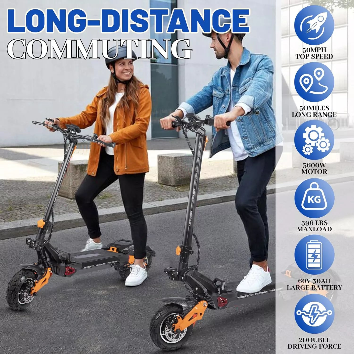 3600W Folding Electric Scooter, 50 Mile Range, 50 MPH - H9