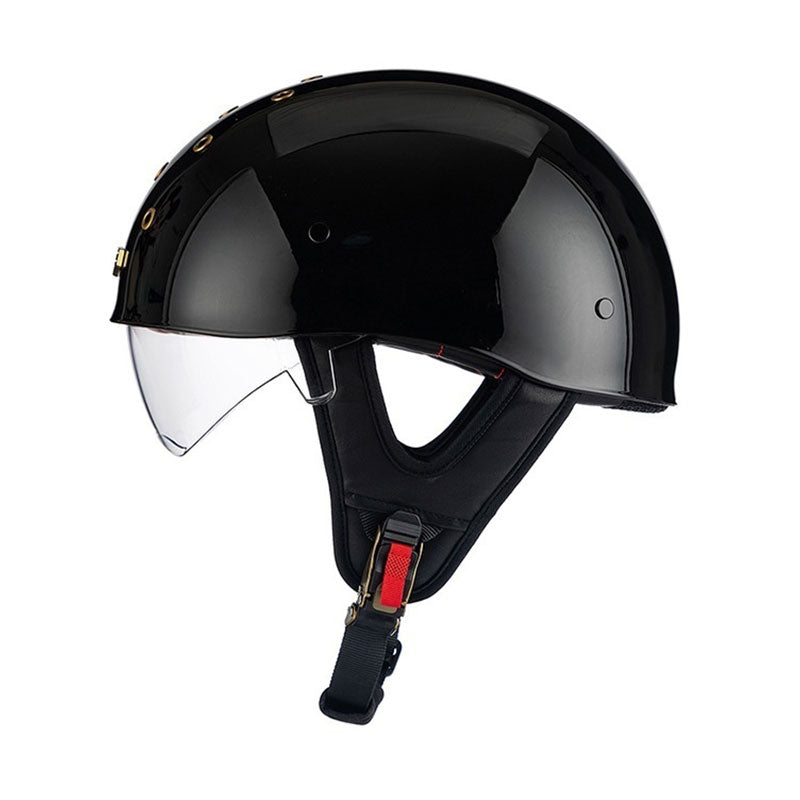 KTVMOTO Retro Skull Half Helmet with Visor for Motorcycle Riders- I28