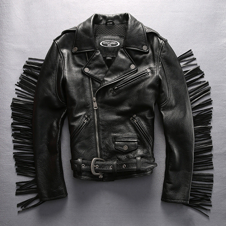 HARLEY ANGEL Harley Angel tassel cowhide leather jacket-A17