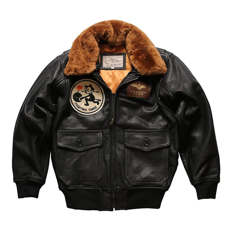 Men's sea and air pilot leather jacket-A03