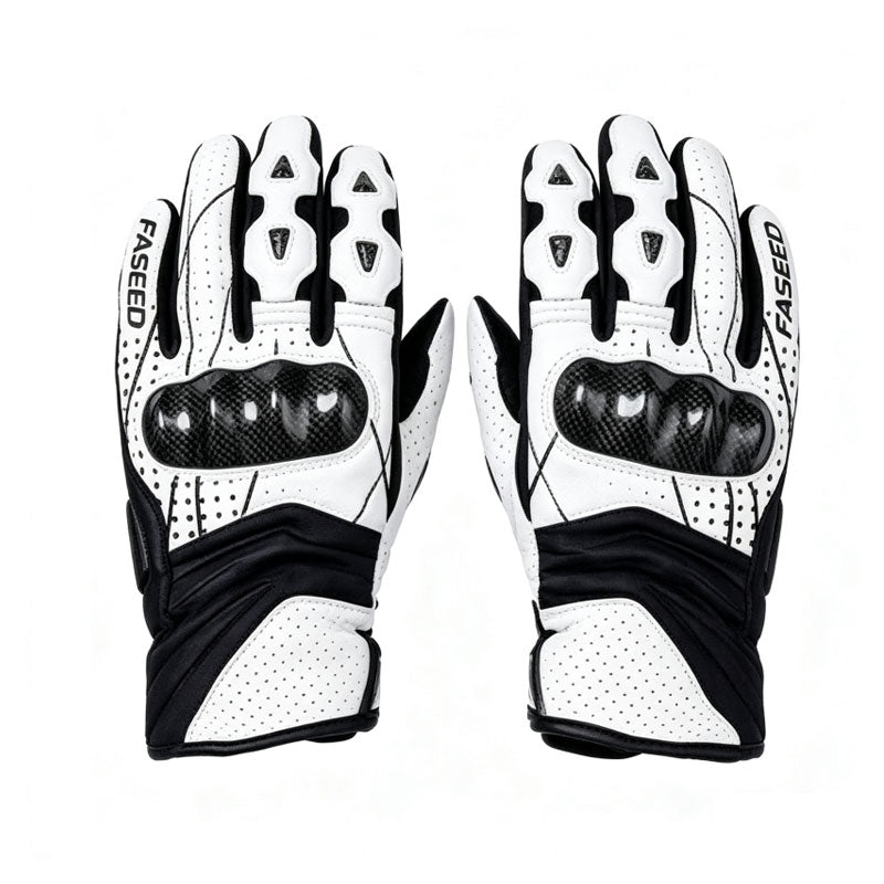 Carbon fiber sheepskin motorcycle riding touchscreen gloves-G99