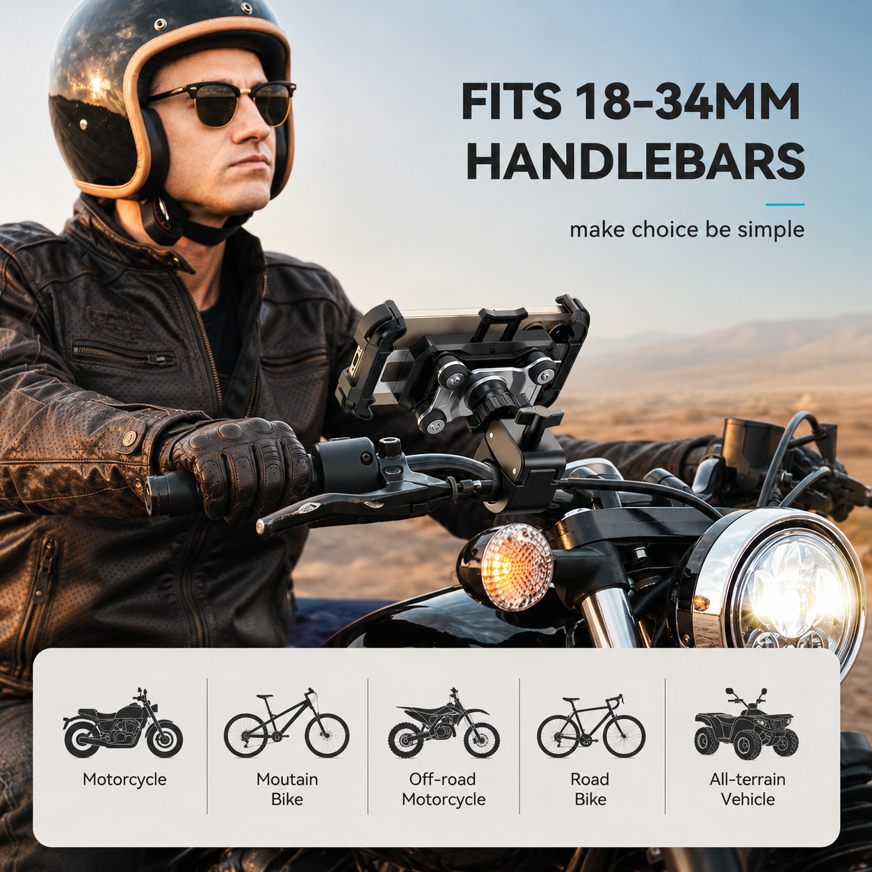 Anti-Vibration Motorcycle Phone Mount with Safety Lock-M47