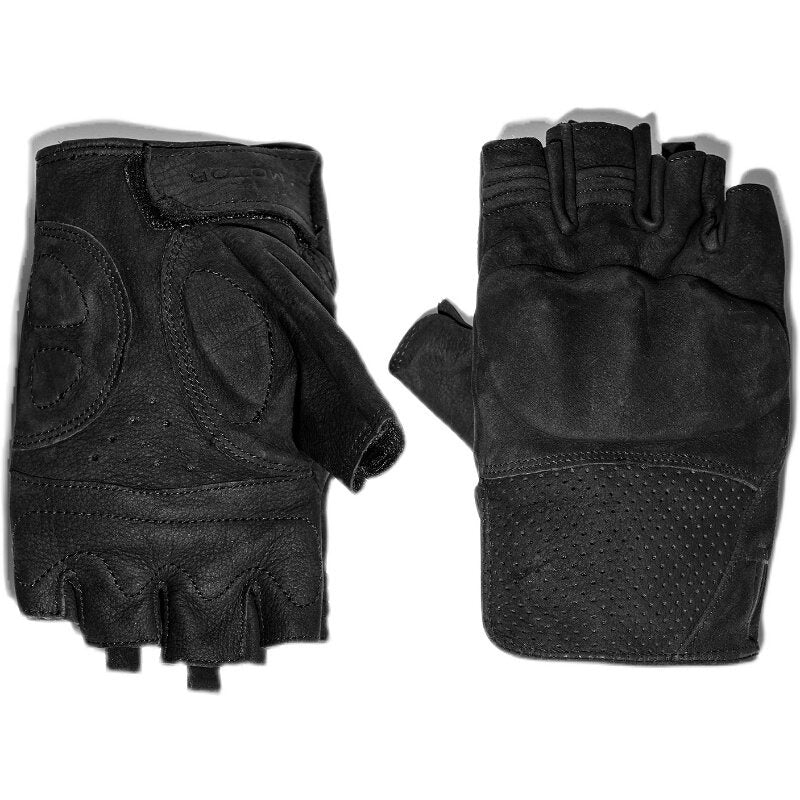 Retro Motorcycle Rider Genuine Leather Half-Finger Gloves - G37