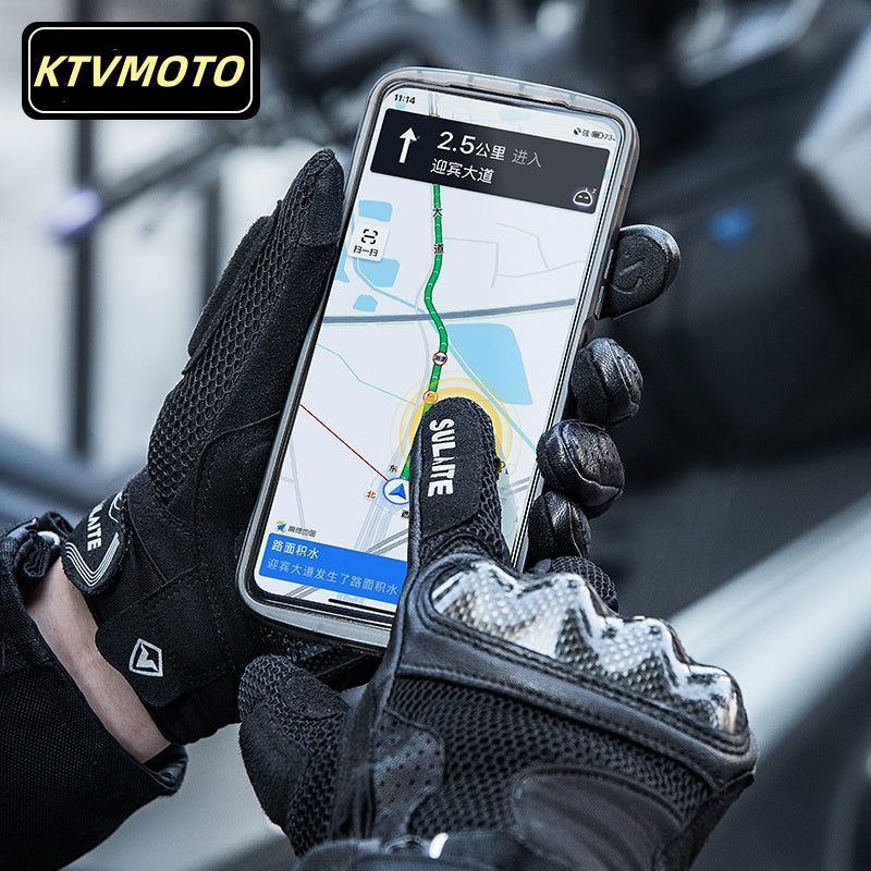 Mesh breathable carbon fiber full finger gloves-G15