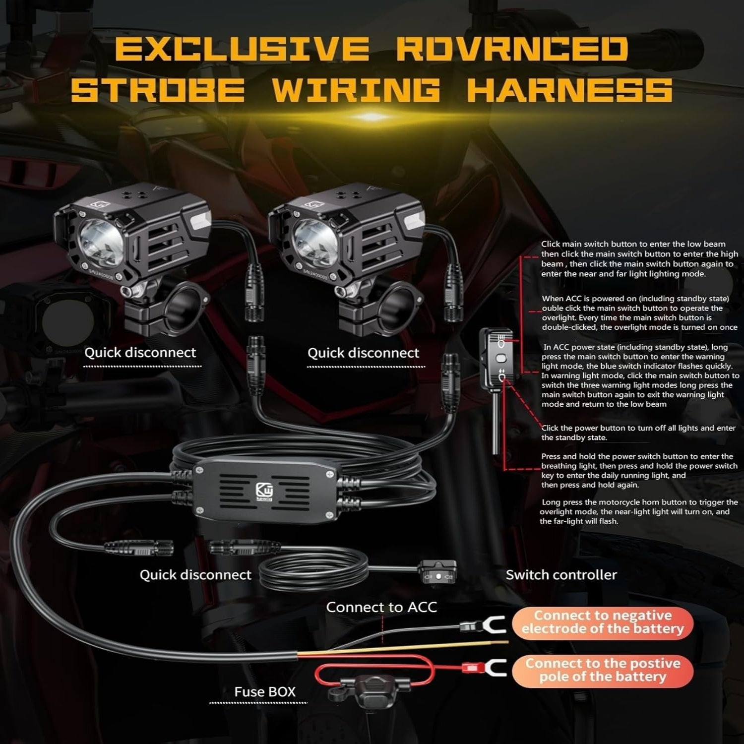 60W White Amber LED Spotlight Auxiliary Light Kit-D17