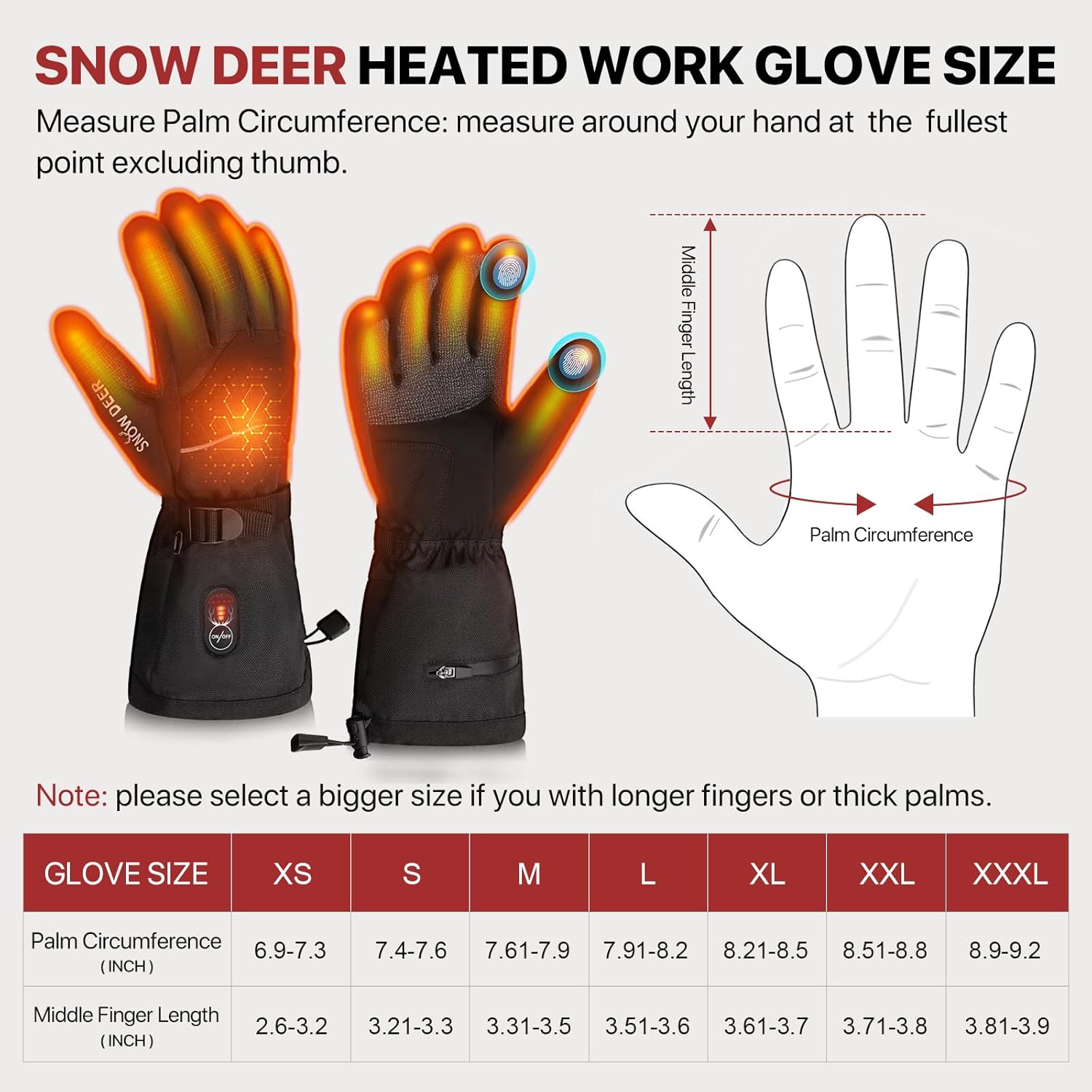 Heated Gloves for Men Women with Touchscreen for Winter Outdoor