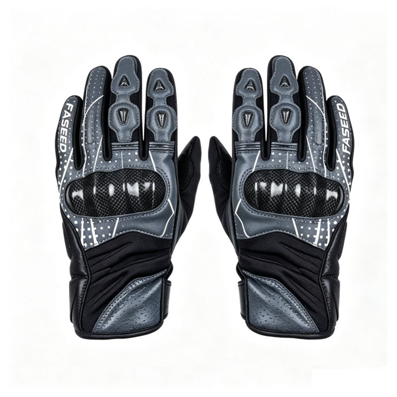 Carbon fiber sheepskin motorcycle riding touchscreen gloves-G99