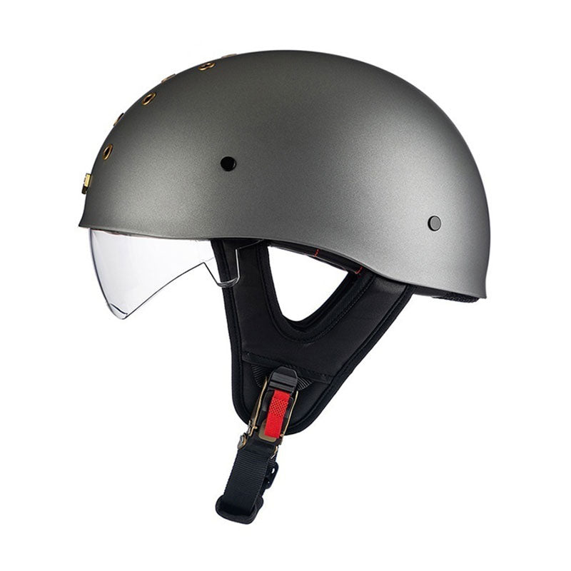 KTVMOTO Retro Skull Half Helmet with Visor for Motorcycle Riders- I28