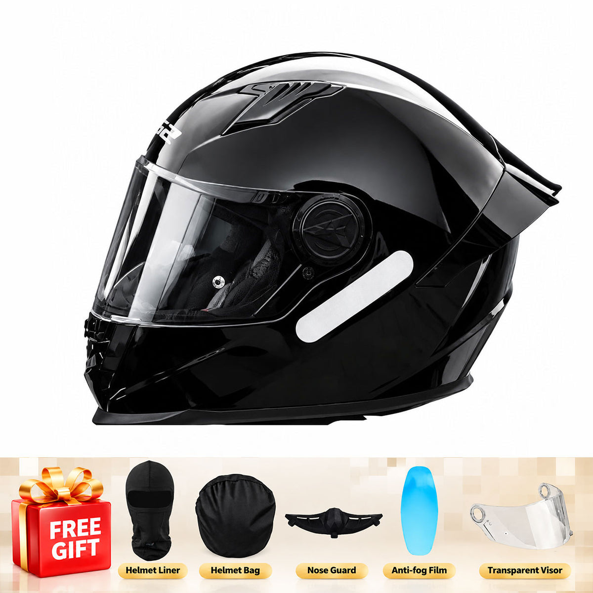 Full-face motorcycle helmet with a large rear spoiler and mosaic pattern-I312