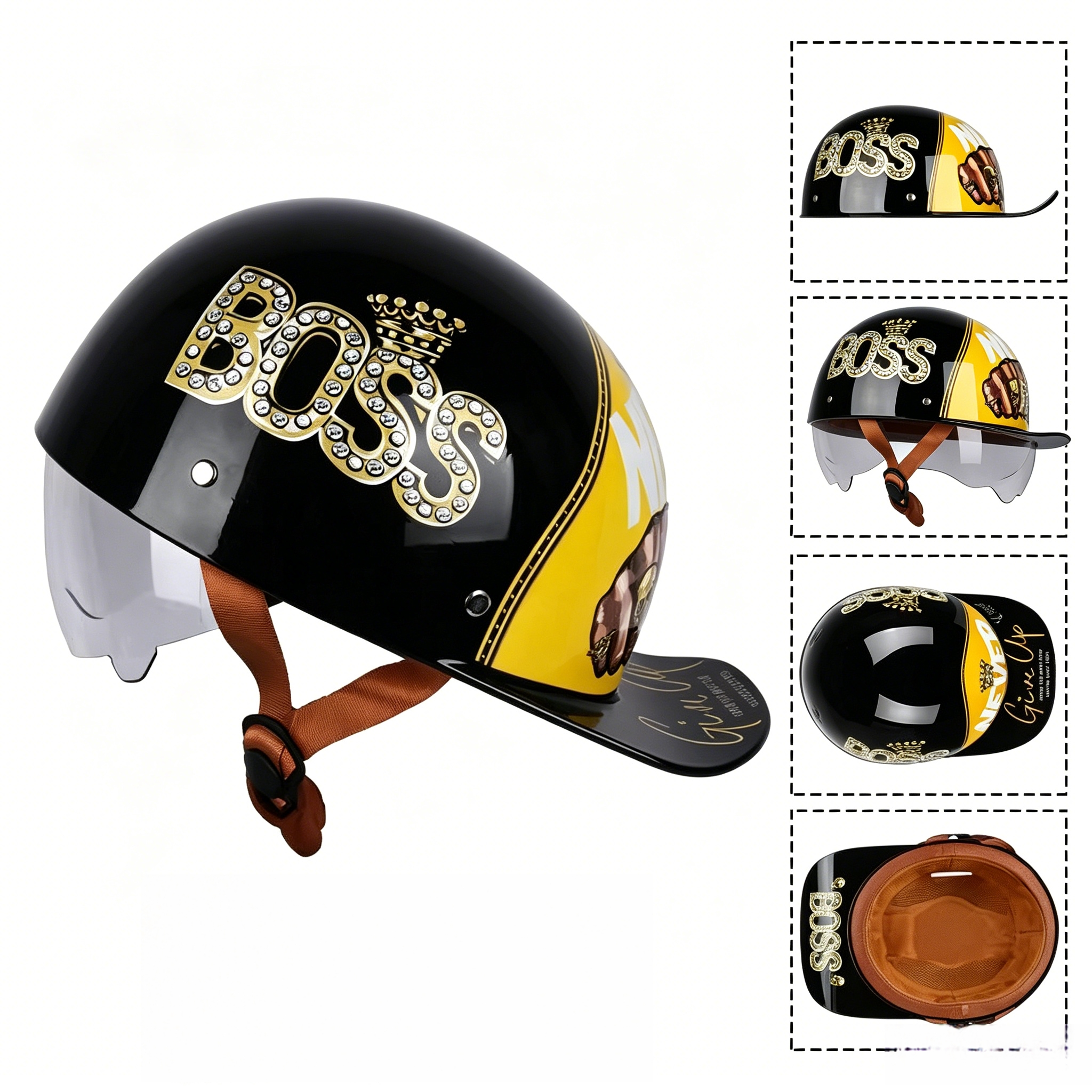 Retro cruiser motorcycle half helmet- I07