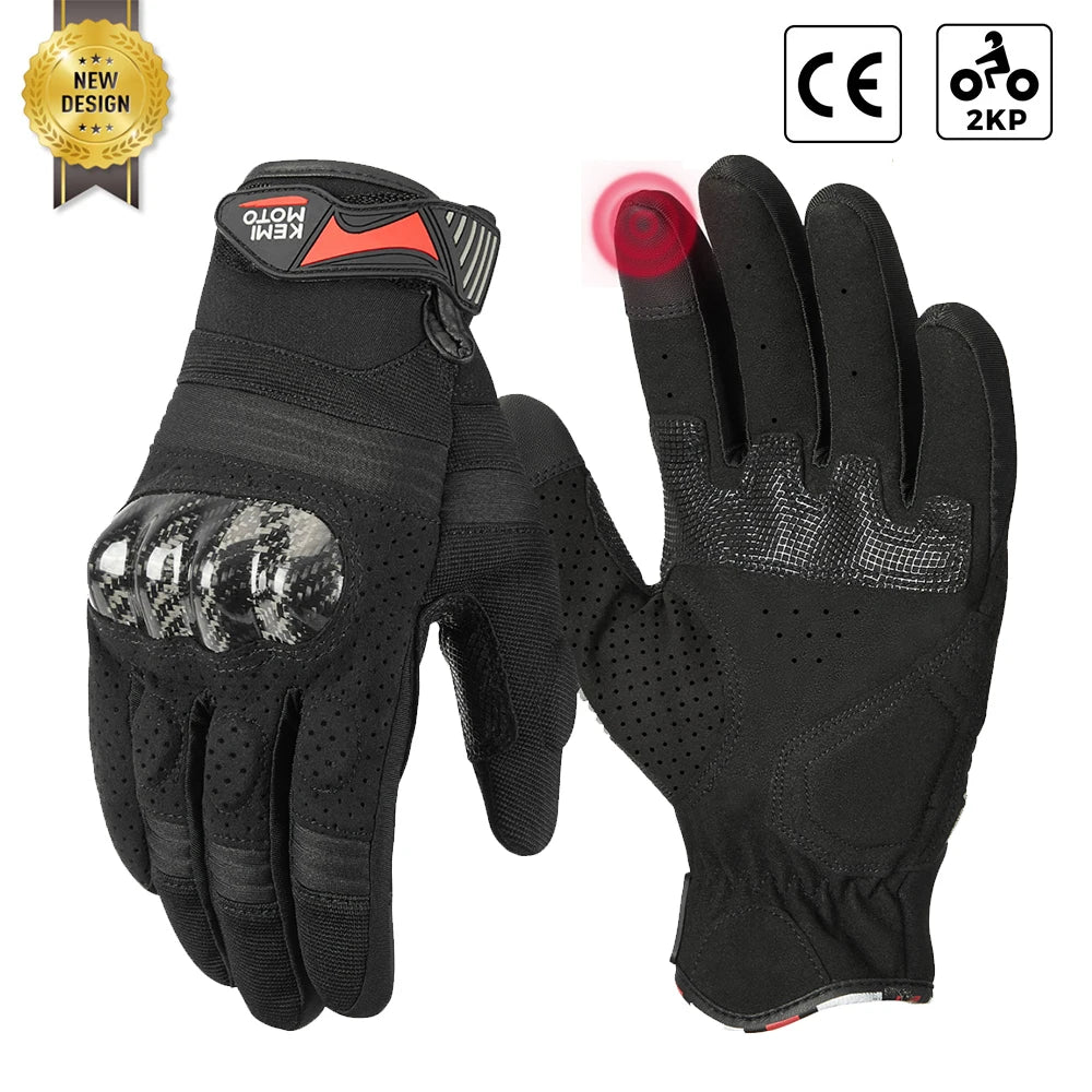 Breathable Carbon Fiber Leather Touchscreen Motocross Gloves - G07