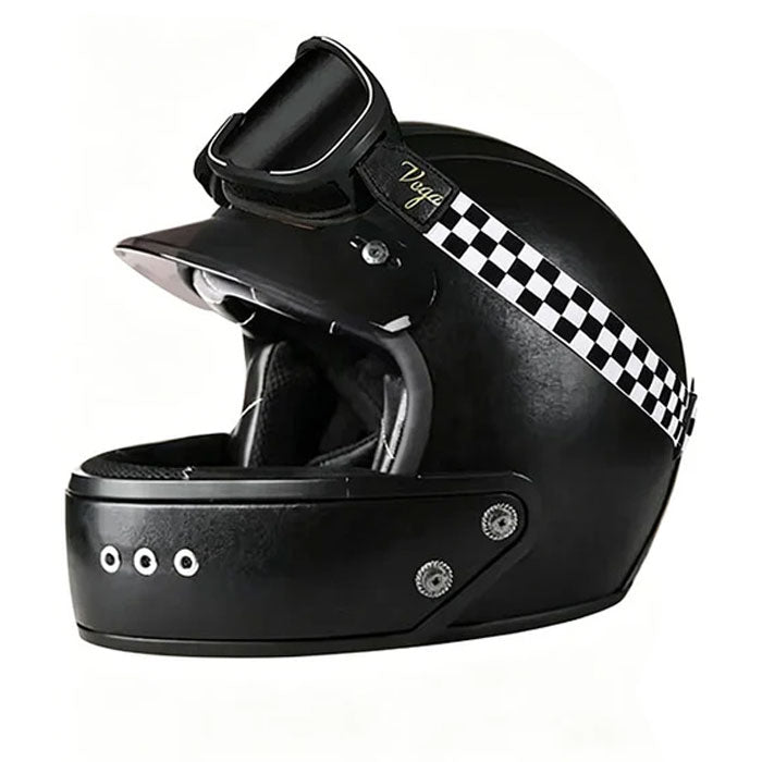 Retro full-face motorcycle helmet with retro goggles – I36