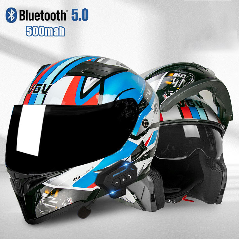 Dual Visor Flip Up Motorbike Graphic Helmet-I97