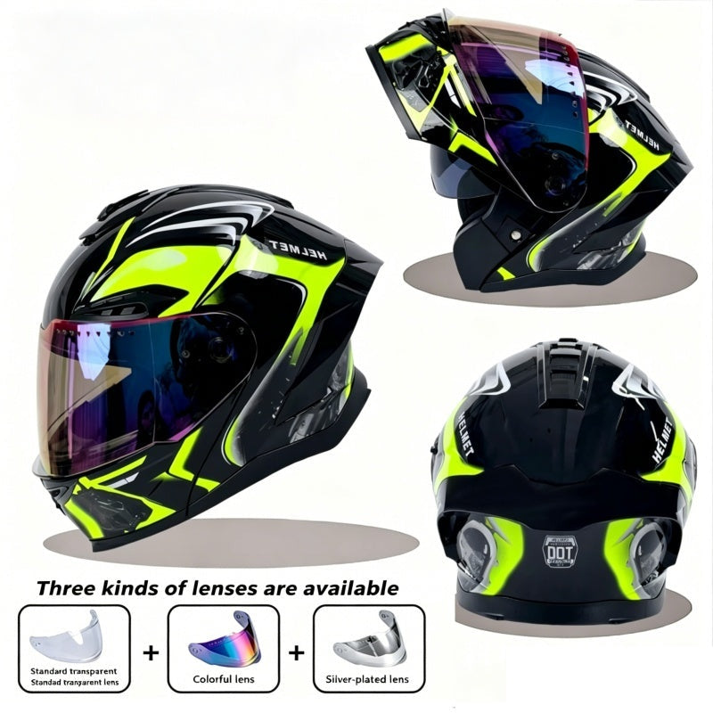 Flip-top motorcycle helmet, dual-lens full-face helmet-I65