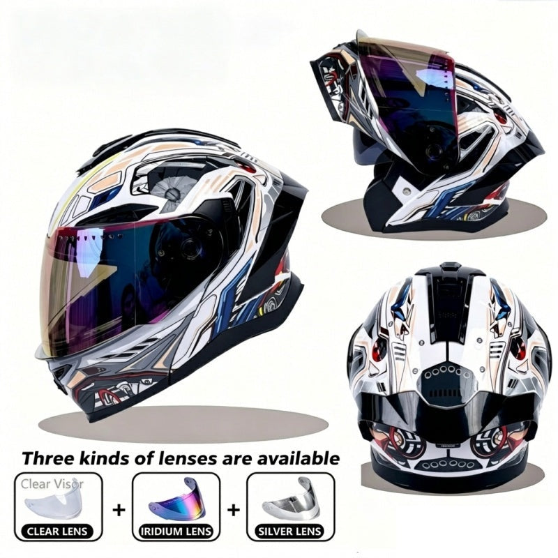 Flip-top motorcycle helmet, dual-lens full-face helmet-I65