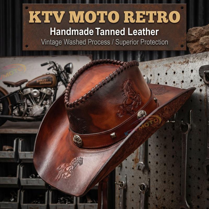 Retro Western cowboy hat/motorcycle hat (cowhide)-I119