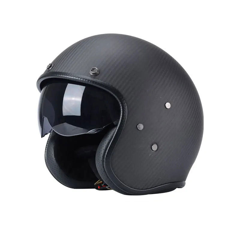 Classic cruise half-helmet with carbon fiber texture, Harley style-I34