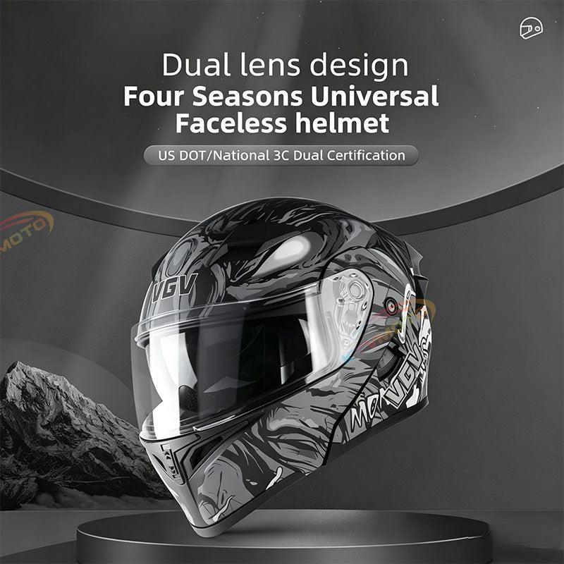 Carbon fiber modular flip-top motorcycle helmet-I47