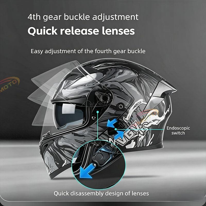 Carbon fiber modular flip-top motorcycle helmet-I47